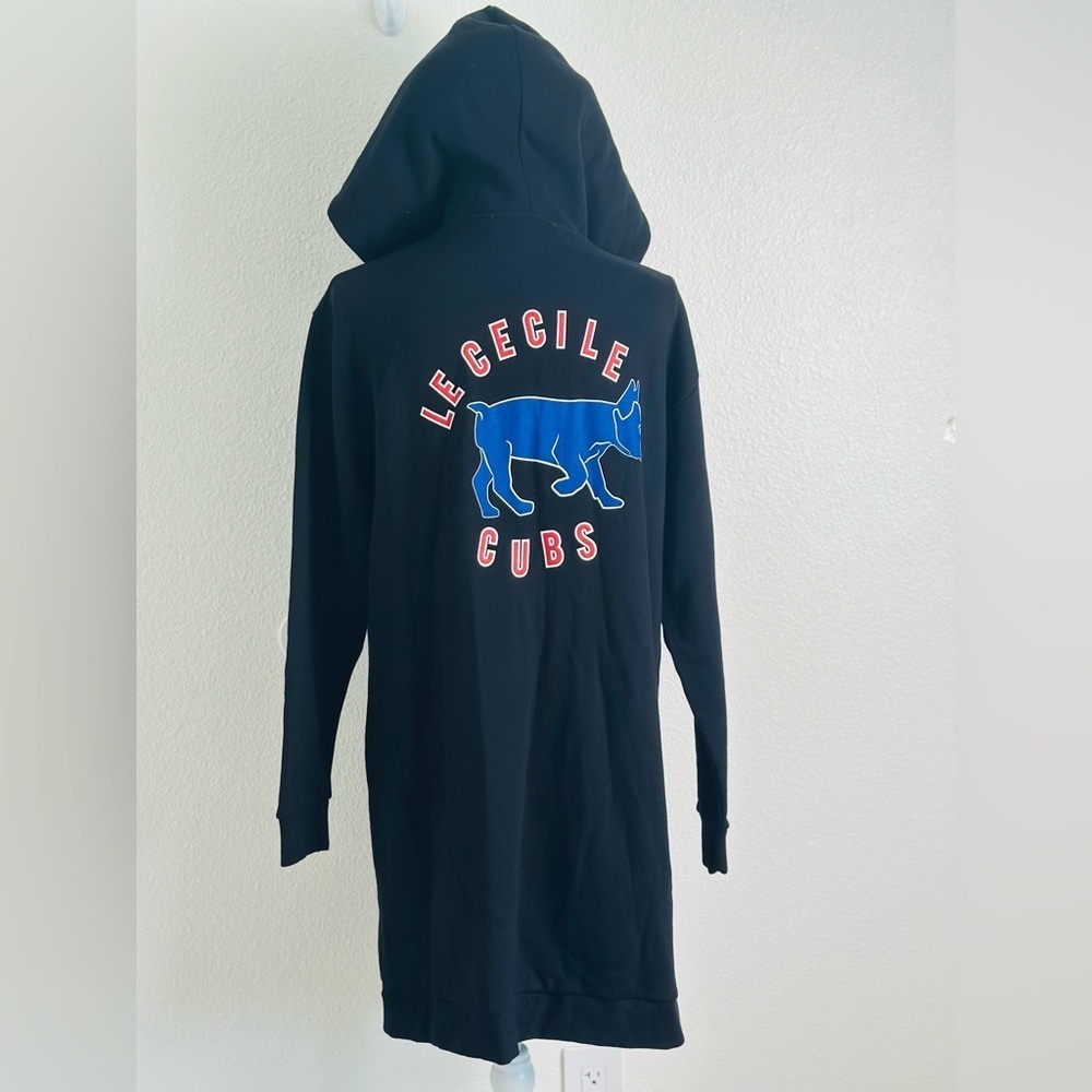 Être Cécile Cubs Longline Black Hoodie Size Small - Picture 9 of 10